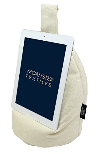 McAlister Textiles Savannah | Mini Bean Bag | praktisches Bücherkissen in sahnigem Beige | Ständer für Buch, Tablet, Handy, eBook Reader von McAlister Textiles