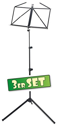 3x SET McGrey 100/2 B Notenständer (höhenverstellbar, klappbar, Metall, mit Tasche) schwarz von McGrey