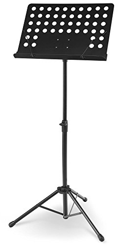 McGrey 11940 Orchesterpult Lochblech Ständer (Deluxe Notenständer mit Notenklemmen, Abnehmbare Ablage, 2 Federklemmen, ausziehbar von 69 cm bis 115 cm) schwarz von McGrey