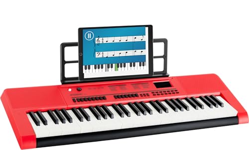 McGrey 6170 RD Akku-Keyboard - 61 Tasten-Keyboard mit integriertem Akku - 200 Klänge und Rhythmen - MP3-Player via USB-Stick - Begleitautomatik und Lernfunktion - Inkl. Mikrofon - Rot von McGrey