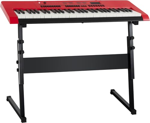 McGrey 6170 RD Akku-Keyboard Rot - 61 Tasten-Keyboard mit integriertem Akku - 200 Klänge und Rhythmen - Eingebauter MP3-Player - Set inkl. X-Keyboardständer, Kopfhörer & Keyboardschule - Rot von McGrey