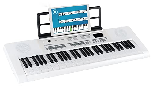 McGrey 6170 WH Akku-Keyboard - 61 Tasten-Keyboard mit integriertem Akku - 200 Klänge und Rhythmen - MP3-Player via USB-Stick - Begleitautomatik und Lernfunktion - Inkl. Mikrofon - Weiß von McGrey