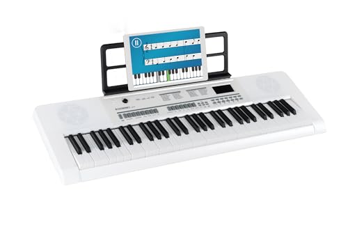 McGrey 6170 WH Akku-Keyboard - 61 Tasten-Keyboard mit integriertem Akku - 200 Klänge und Rhythmen - MP3-Player via USB-Stick - Begleitautomatik und Lernfunktion - Inkl. Mikrofon - Weiß von McGrey