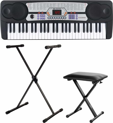 McGrey BK-5410 Beginner-Keyboard Set inkl. höhenverstellbarem Ständer und Sitzbank (54 Tasten, 255 Klangfarben, 255 Rhythmen, 8 Demo Songs, Netzteil, Notenhalter) von McGrey