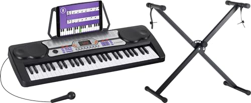 McGrey BK-5410 Keyboard Mini-Ständer Set - Einsteiger-Keyboard mit 54 Tasten - 255 Sounds - 255 Rhythmen - Inklusive Netzteil, Notenständer, Mikrofon und Mini-X-Keyboardständer - Schwarz von McGrey