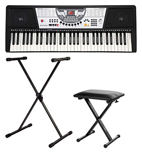 McGrey BK-6100 Keyboard SET inkl. höhenverstellbarem Ständer und Hocker (61 Tasten, 100 Klangfarben, 100 Rhythmen, 12 Demosongs, Lernfunktion, Netzteil, Notenständer, Bank, Stativ) von McGrey