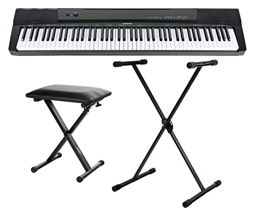 McGrey BS-88 Keyboard Set - Einsteiger-Keyboard in Stagepiano-Optik mit 88 Tasten - 146 Klänge - mit Sustain-Pedal - Spar-Set inklusive Ständer und Bank - schwarz von McGrey