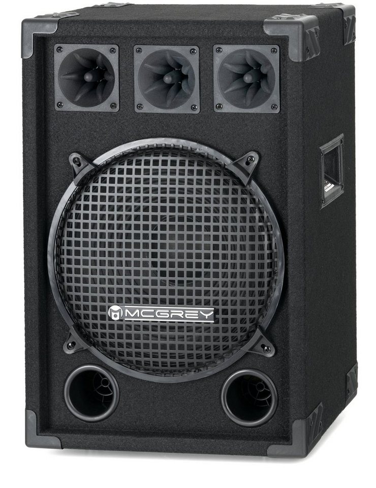 McGrey DJ-1222 DJ PA Box Party-Lautsprecher (N/A, 300 W, 30cm (12 zoll) Subwoofer 2-Wege System und drei Piezo-Hochtönern) von McGrey