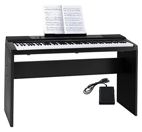 McGrey DK-88 Beginner-Keyboard in Stagepiano Optik - Einsteiger-Keyboard mit 88 Tasten - mit Unterbau - 146 Klänge - Split-, Dual- und Twinova-Funktion - inklusive Sustain-Pedal - Schwarz von McGrey