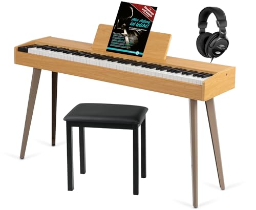 McGrey DP-17 AL Design Piano Set - 88 gewichtete Tasten mit Hammermechanik und Anschlagdynamik - 128 Klänge - 600 Begleitrhythmen - inkl. Bank, Kopfhörer und Klavierschule - helle Esche von McGrey