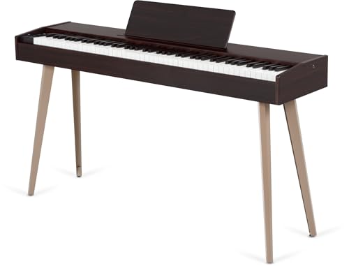 McGrey DP-17 WD Design Piano - 88 gewichtete Tasten mit Hammermechanik und Anschlagdynamik - 128 Klänge - 600 Begleitrhythmen - Slimline-Design - Layer- und Dual-Funktion - 3 Pedale - dunkle Walnuss von McGrey