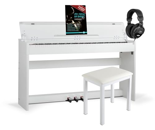 McGrey DP-18 WM E-Piano Set - 88 gewichtete Tasten mit Hammermechanik und Anschlagdynamik - 128 Klänge - Tastaturabdeckung - inkl. Klavierbank, Kopfhörer und Klavierschule - Weiß matt von McGrey