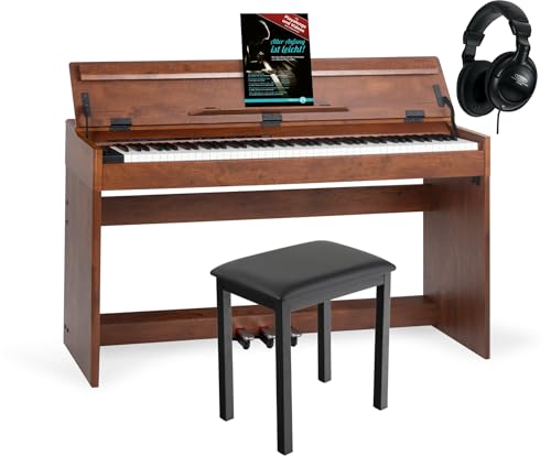 McGrey DP-18 WN E-Piano - 88 gewichtete Tasten mit Hammermechanik und Anschlagdynamik - 128 Klänge - Dual- und Split-Funktion - Tastaturabdeckung - 3 Pedale - Nussbaum matt von McGrey