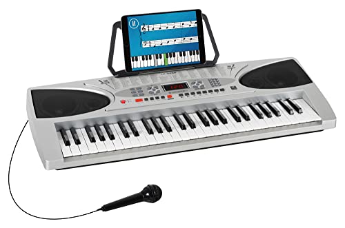 McGrey LK-5430 Leuchttasten Keyboard (54 Tasten, davon 32 Leucht Tasten mit LED, 100 Klangfarben, 100 Rhythmen, Lernfunktion, Mikrofon, Netzteil, Notenständer) von McGrey