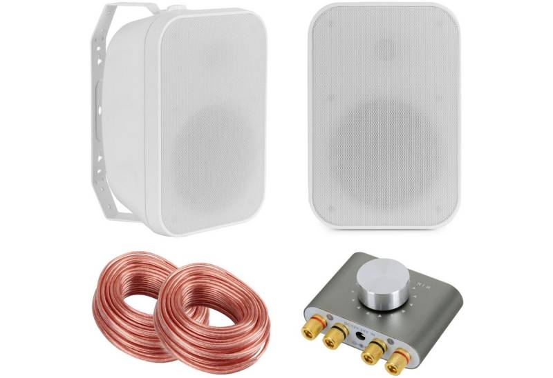 McGrey OLS-5251WH Outdoor-Lautsprecher 50 Watt Weiß mit Bluetooth Set Außenlautsprecher (N/A, 50 W, Eleganter Allwetter-Lautsprecher mit voluminösem Klang) von McGrey