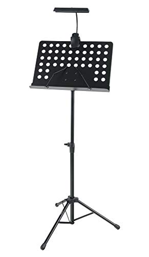 McGrey Orchesterpult Set mit Premium LED-Leuchte (höhenverstellbarer Notenständer inkl. LED-Notenpultleuchte) Schwarz von McGrey