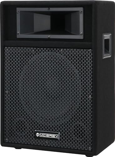 McGrey PA-110 10/2 Passive DJ PA Lautsprecher Box (2-Wege, Trapezform, 50/100/200 Watt RMS/Musikleistung/Peak, 10" Speaker, 2" Piezo-Hochtöner, SPK- und 6,35 mm Klinkenanschlüsse) schwarz von McGrey