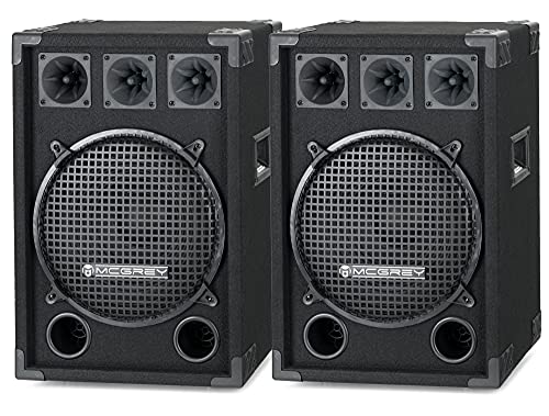 McGrey Paar DJ-1222 DJ PA Lautsprecher Box 30cm (12“) Subwoofer 1200W (Passiv, 2-Wege System, Holzgehäuse) von McGrey