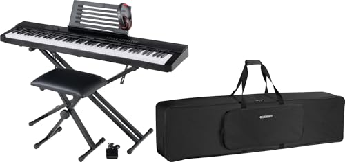 McGrey SK-88 Keyboard Super Kit Gigbag Set - Einsteiger-Keyboard in Stagepiano-Optik mit 88 Tasten - 146 Klänge - inklusive Sustain-Pedal, Keyboardständer, Hocker, Kopfhörer und Tasche - schwarz von McGrey