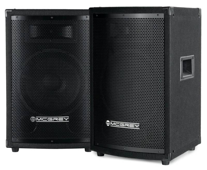 McGrey TP-10 DJ PA Box 25cm (10) Subwoofer, 2-Wege System, Holzgehäuse Lautsprecher (200 W, Paar Passiv-Speaker mit Boxenflansch) von McGrey