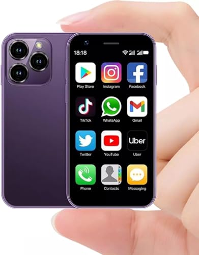 McMgc i15mini entsperrtes Telefon 4G, Mini-Smartphone 3,0 Zoll, Doppelkarte, Akku 1800 mAh, Kamera 5 MP + 5 MP, Basistelefon Face Unlock (violett) von McMgc
