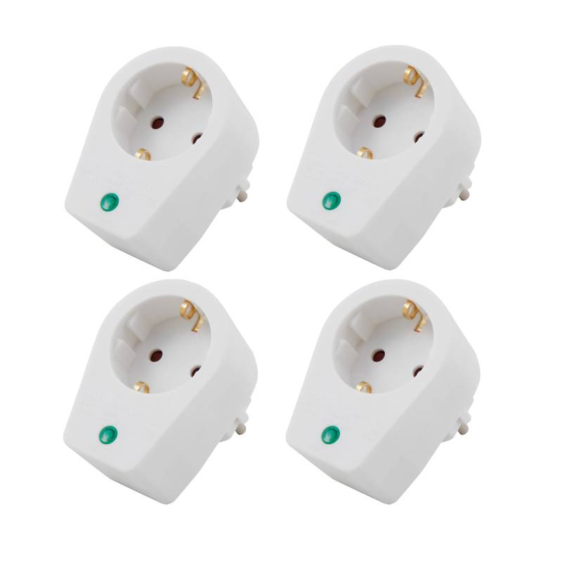 4er Set Steckdosenadapter mit Überspannungsschutz 239V/3500W von McPower