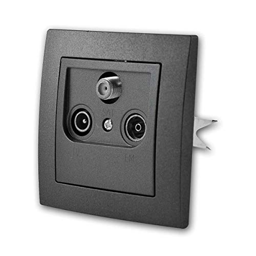 McPower Antennendose anthrazit TV/Radio/SAT, mit Rahmen von McPower