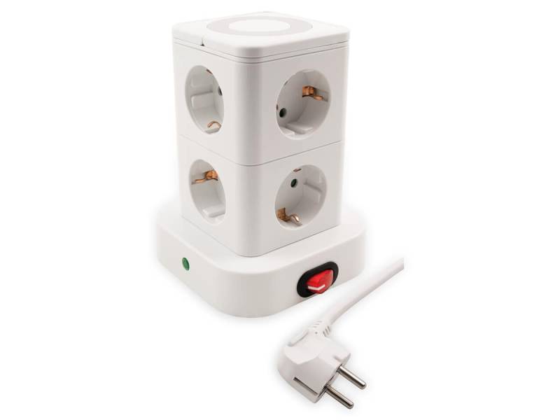 MCPOWER Steckdosenturm ST-08, 8-fach, 2x USB-A, 1x USB-C, 1,4 m Zuleitung von McPower