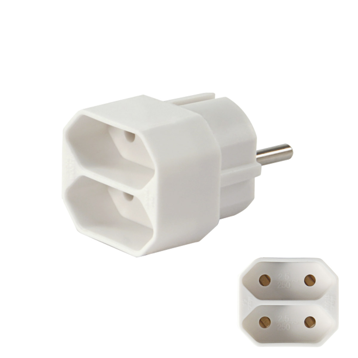 Steckdosenadapter - 2 x EURO Stecker - max 2,5A (575W) von McPower