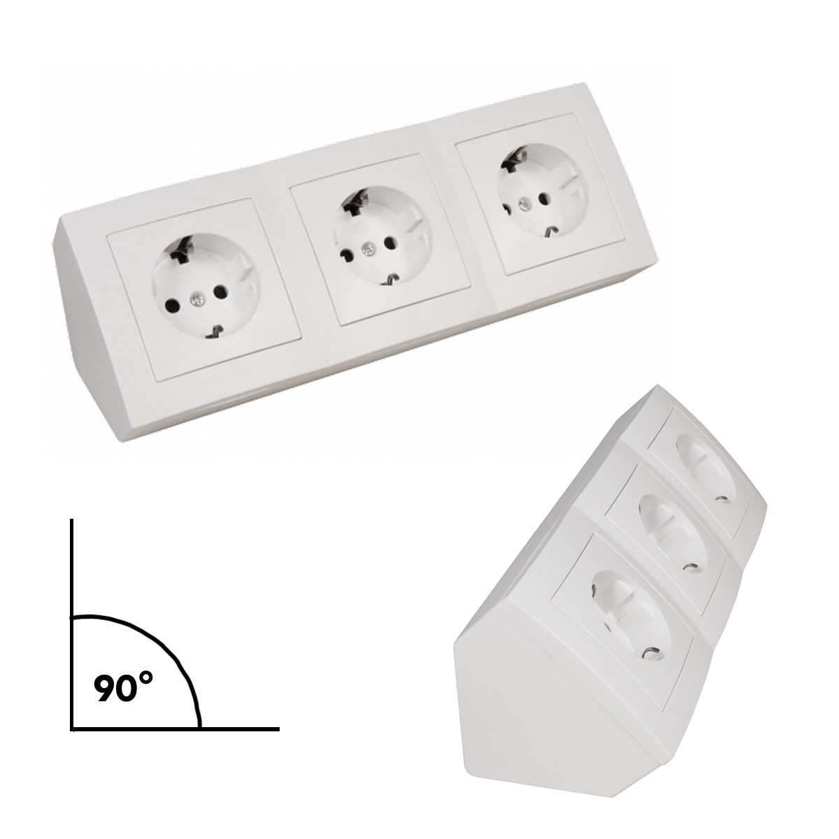 Steckdosenblock 3fach, Winkelmontage - Ideal für Küche, Werkstatt und Büro Steckdosenblock 3fach, Winkelmontage - Ideal für Küche, Werkstatt und Büro von McPower