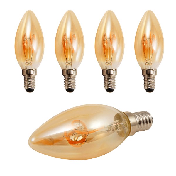 4 x LED Kerzenlampe RETRO-GOLD-Filament - E14 - 2W - 150lm - 2200K 4 x LED Kerzenlampe RETRO-GOLD-Filament - E14 - 2W - 150lm - 2200K von McShine