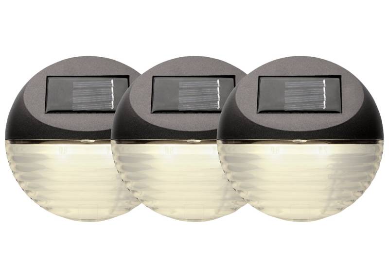 LED SOLAR-WANDLEUCHTEN FENCY 3ER SET BRAUN 11X11CM WARMWEISS OUTDOOR von McShine
