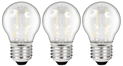 McShine - LED Filament Tropfenlampen | FILED | E27, 2W, 200 lm, warmweiß, klar | 3er-Pack von McShine