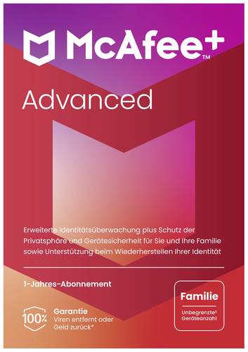 McAfee Advanced - Family Jahreslizenz, 1 Lizenz Windows, Mac, Android, iOS Antivirus von Mcafee