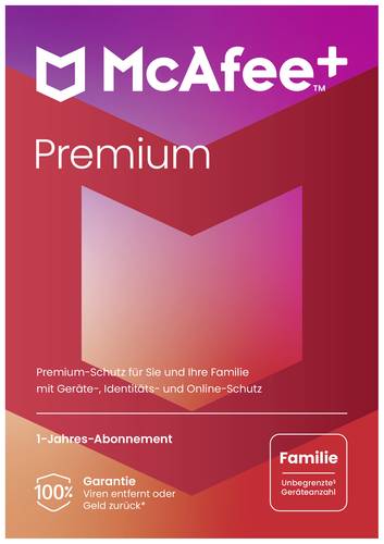 McAfee Premium - Family Jahreslizenz, 1 Lizenz Windows, Mac, Android, iOS Antivirus von Mcafee