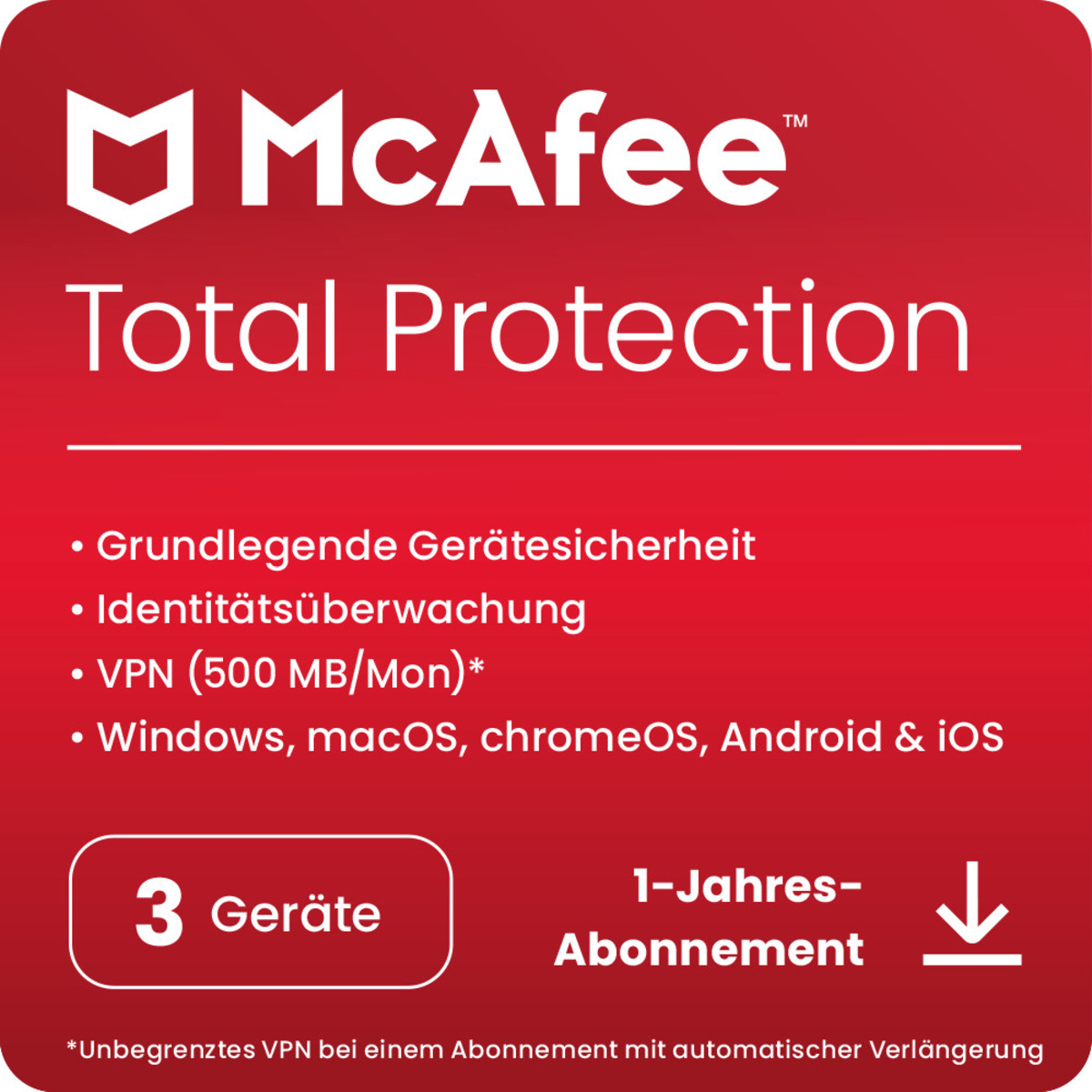 McAfee Total Protection [3 Geräte - 1 Jahr] von Mcafee