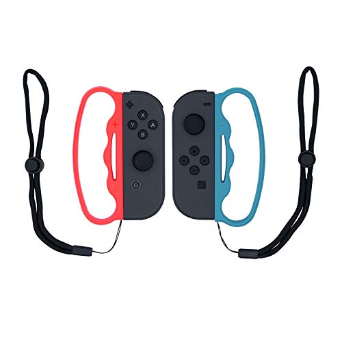 Mcbazel Box Griff in blau und rot mit Handschlaufen für NS Switch/Switch OLED Joy-Cons ideal für Fitness und Boxspiele von Mcbazel