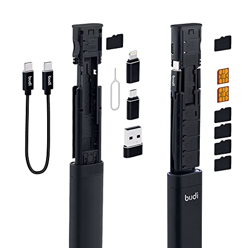 Mcbazel Budi 9-IN-1 Multi-funktionales Datenkabel SIM-Karten-Aufbewahrungsstick, kompakte USB SD-Karten-Aufbewahrungsbox mit Typ-C Lade- und Übertragungsadapter, Micro-USB-Adapter, USB-C-Kabel von Mcbazel