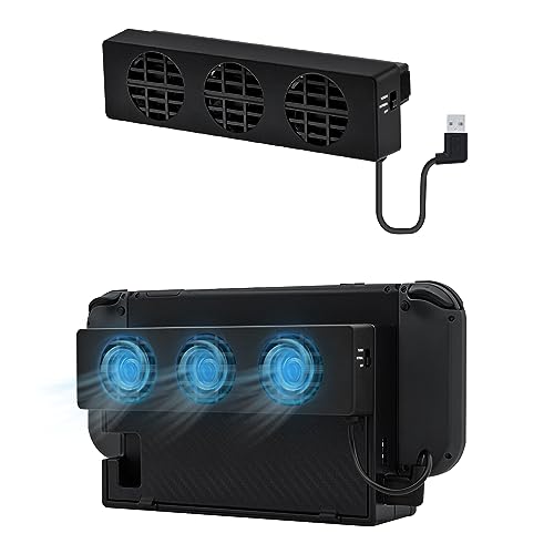 Mcbazel Dobe USB Kühler Externer Kühler-Lüfter-Ständer für Nintendo Switch - Dock in Schwarz von Mcbazel