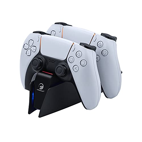 Mcbazel Dual-USB-Ladestation für PS5 Controller DualSense-Controller-Ladestation mit LED-Licht-Anzeigen/Schnellladung/Tri-Schutz - Schwarz von Mcbazel