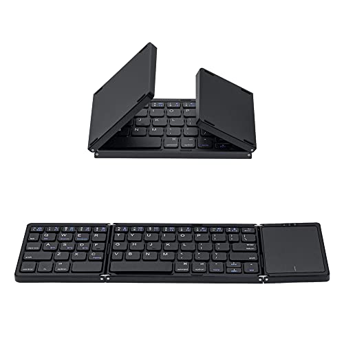 Mcbazel Faltbare kabellose Tastatur mit Touchpad für Tablet/Handy/PC, tragbare Tastatur, kabellos, wiederaufladbar, unterstützt mehrere Geräte/iOS/Android/MacOS/Windows, Schwarz von Mcbazel