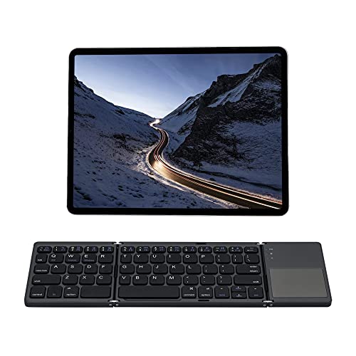 Mcbazel Foldable Keyboard Bluetooth, Tragbare Faltbare Drahtlose Klappbar Tri-Tastatur mit Touchpad für Mobilgeräte Kompatibel mit Tablet/Handy/PC, Grau von Mcbazel