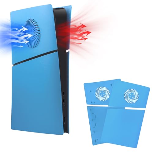 Mcbazel PS5 Slim Digital Frontplattenersatz Faceplates Dauerhafte ABS Schutzersatzabdeckung mit Kühlungsventilzubehör für Playstation 5 Slim Digital Edition -Hellblau von Mcbazel