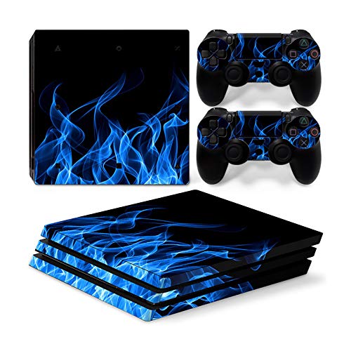 Mcbazel Pattern Series Vinyl Skin Sticker for PS4 Pro Controller & Console Protect Cover Decal Skin (Blue Flame) von Mcbazel