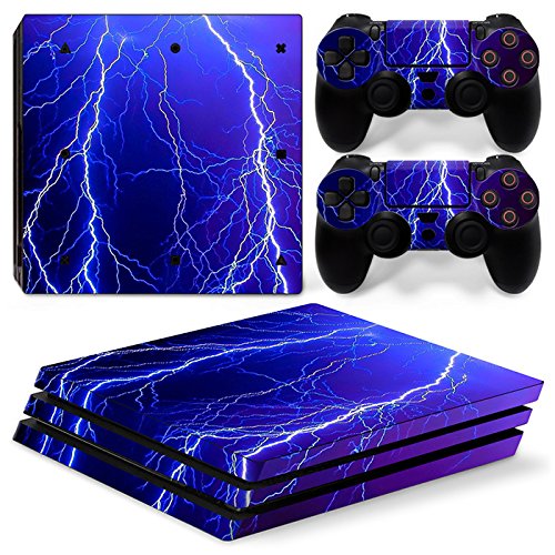 Mcbazel Pattern Series Vinyl Skin Sticker for PS4 Pro Controller & Console Protect Cover Decal Skin (Blue Thunder) von Mcbazel