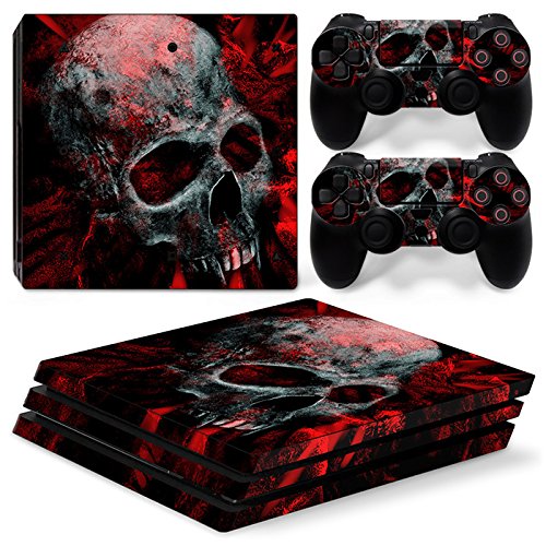 Mcbazel Vinyl Sticker Protect für Konsole & Controller, Pattern Series Haut Aufkleber für PS4 Pro-Red Skull von Mcbazel