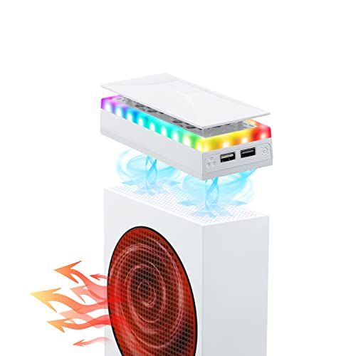 Mcbazel Xbox Serie S Lüfter Staubschutzhaube mit 7 RGB Lichteffekten, Unterstützung 4000/4300/4500 RPM/USB Datentransfer/Ladeanschluss/RGB Dual Cooler für Xbox Serie S - Weiß von Mcbazel