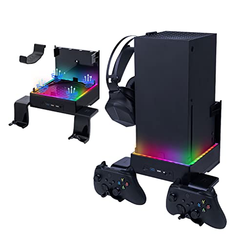 Mcbazel Xbox Series X Wandhalterung mit Kühler, RGB-LED-Kühlsystem Halterung mit einstellbaren Geschwindigkeitsstufen/USB-Ports/Controller Halterungen von Mcbazel