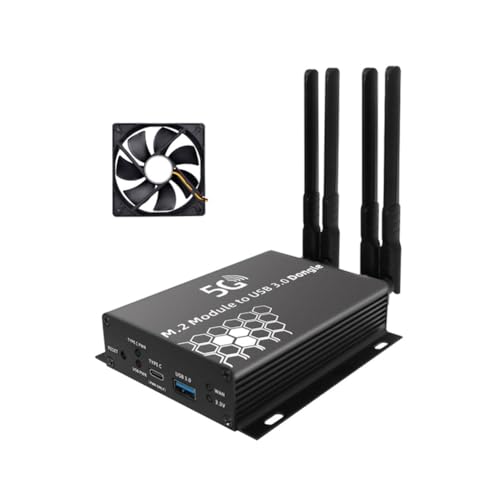 Mcclellanty M.2 NGFF 4G/5G-Modul auf USB 3.0-Adapter, M2-WLAN-Kartenkonverter, Riser-Board mit AntennenküHler, LüFter, SIM-Kartensteckplatz Mcclellanty M.2 NGFF 4G/5G-Modul auf USB 3.0-Adapter, M2-WLAN-Kartenkonverter, Riser-Board mit AntennenküHler, LüFter, SIM-Kartensteckplatz von Mcclellanty