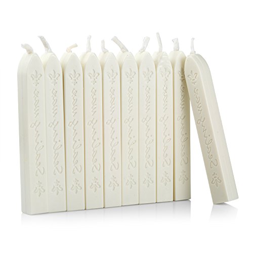 Mceal Siegellackstange mit Docht, Blume De Luce Retro 10 Stück Packung (Off-Weiß) von Mceal